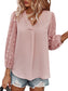 Chiffon Blouse V Neck Pom Pom Tops Long Sleeve Swiss Dot Shirts