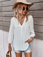 Chiffon Blouse V Neck Pom Pom Tops Long Sleeve Swiss Dot Shirts