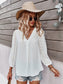 Chiffon Blouse V Neck Pom Pom Tops Long Sleeve Swiss Dot Shirts