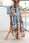 Chiffon Leopard Turkish Kaftan Pockets Swimwear Bikini Cover Up Maxi Dress