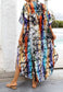 Chiffon Leopard Turkish Kaftan Pockets Swimwear Bikini Cover Up Maxi Dress