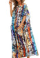 Chiffon Leopard Turkish Kaftan Pockets Swimwear Bikini Cover Up Maxi Dress