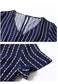 Anna-Kac Vertical Striped Short Sleeve Ruffle Flowy Swing Dress With Belt