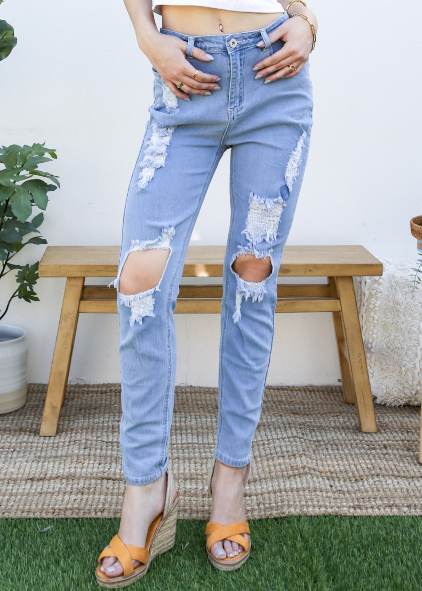 Stretch Skinny Distressed Jeans