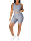 Seamless Yoga Workout Set for Stretchy 2 Piece Outfits Raceback Crop Top High Waist Gym Shorts