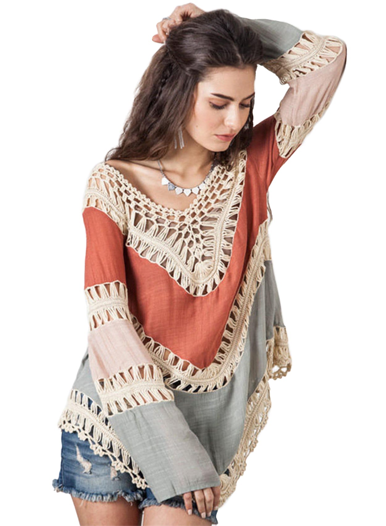 V-Neck Crochet Summer Coverups