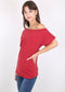 Women's Solid Cotton Stretchy Sexy Off Shoulder Casual T-Shirt Blouse