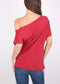 Women's Solid Cotton Stretchy Sexy Off Shoulder Casual T-Shirt Blouse