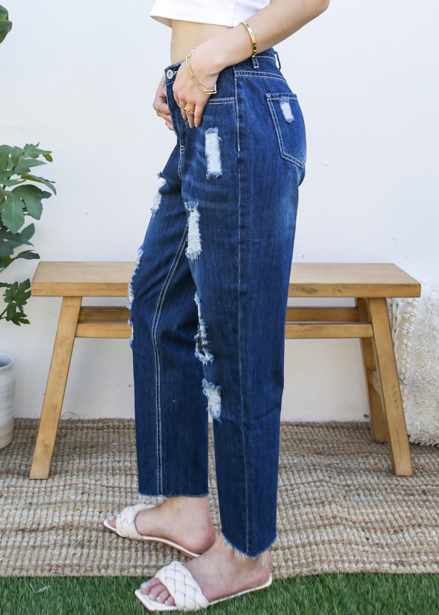 Baggy Distressed Boyfriend Denim Jeans