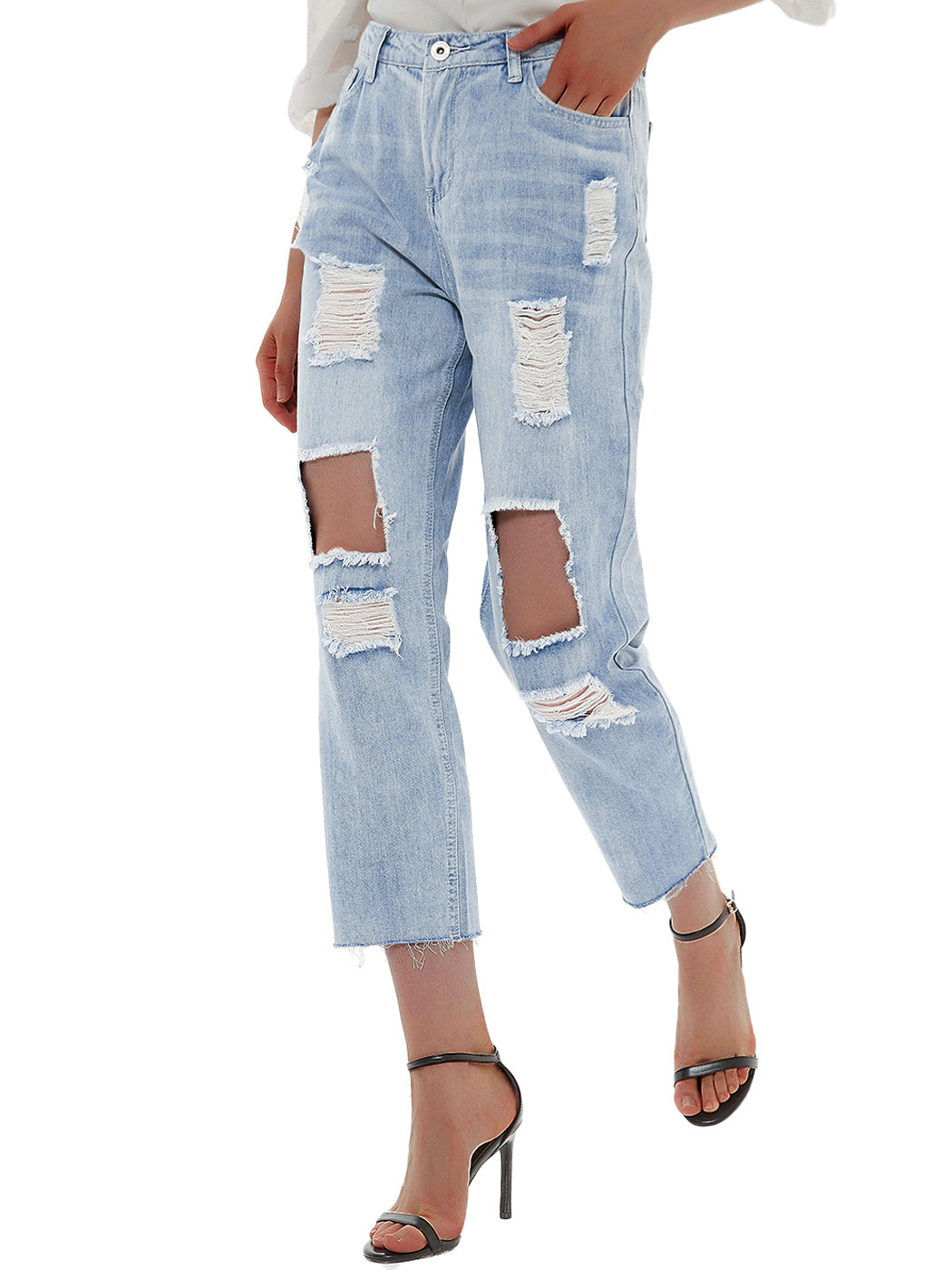 Baggy Distressed Boyfriend Denim Jeans