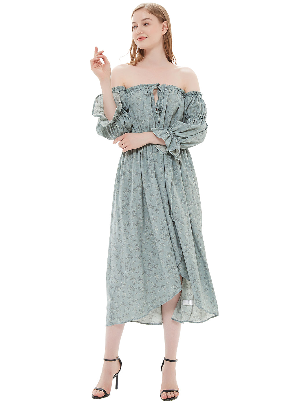 Casual Boho Long Sleeve Off Shoulder Renaissance Dress