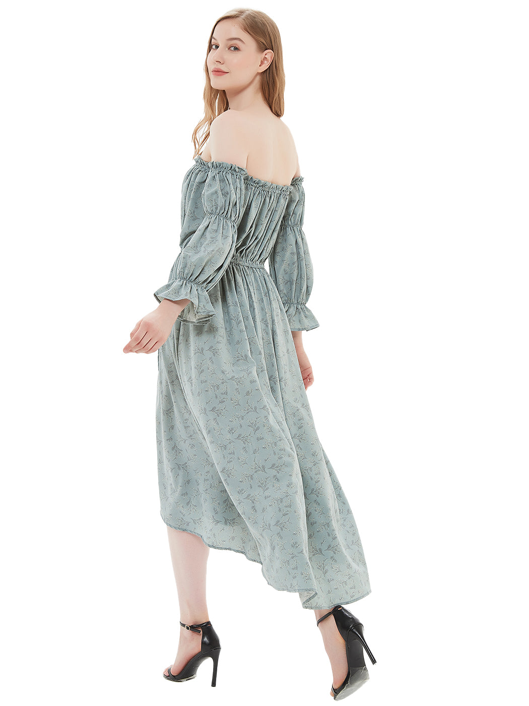 Casual Boho Long Sleeve Off Shoulder Renaissance Dress