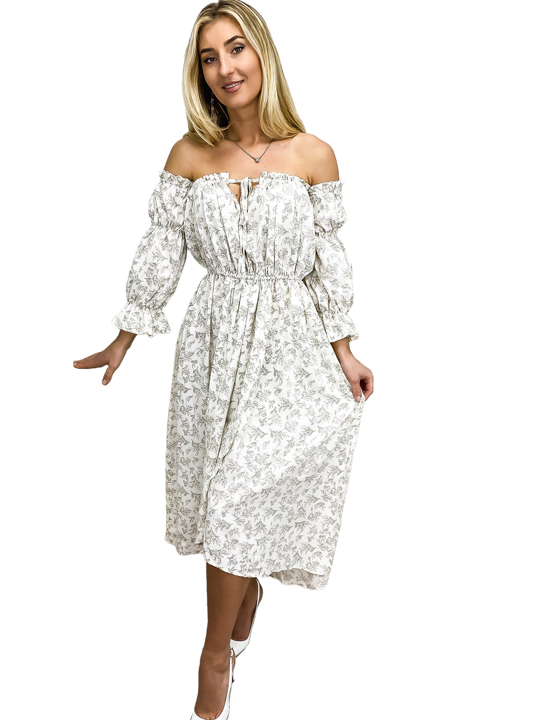 Casual Boho Long Sleeve Off Shoulder Renaissance Dress