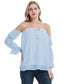 Anna-Kaci Womens Semi Sheer Boho Peasant Long Sleeve Off the Shoulder Top