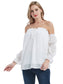 Anna-Kaci Womens Semi Sheer Boho Peasant Long Sleeve Off the Shoulder Top