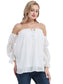 Anna-Kaci Womens Semi Sheer Boho Peasant Long Sleeve Off the Shoulder Top