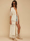 Anna-Kaci Boho Long Fringe Crochet Knit Kimono Swimwear Beach Cover Up Cardigan