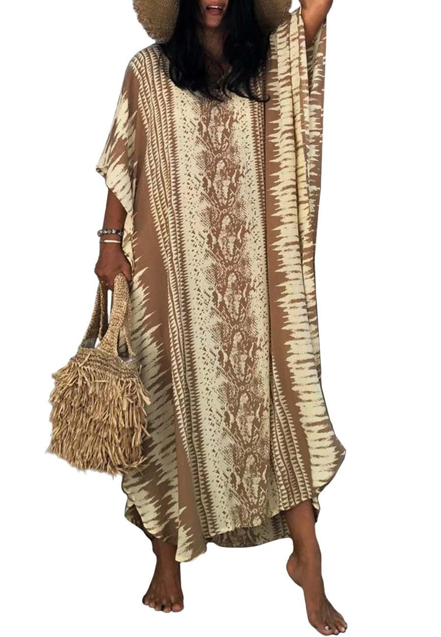 Snake Print Bikini Cover Up Beach Maxi Dress with Belt