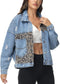 Leopard Print Crop Denim Shacket