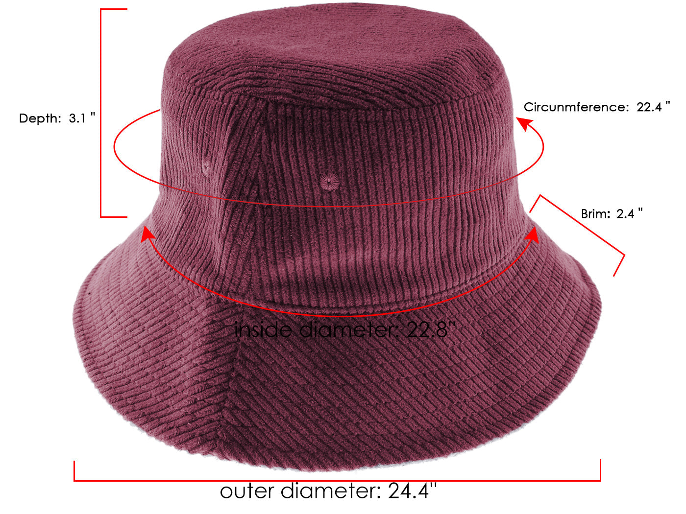 Anna-Kaci Corduroy Bucket Hat Lightweight Casual Solid Color Unisex Cotton Fishing Hat