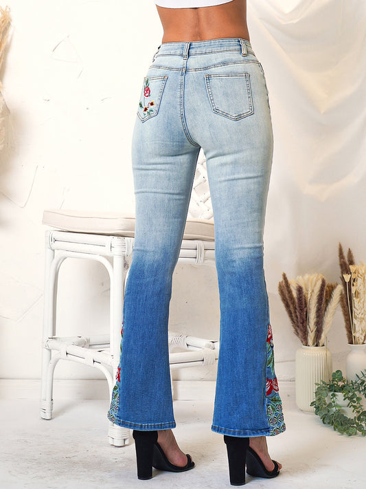 Classic Retro High Waist Long Denim Bell Bottom Jeans