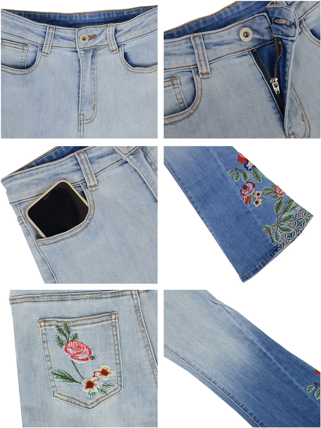 Classic Retro High Waist Long Denim Bell Bottom Jeans