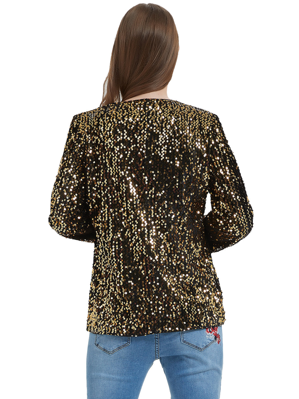 Anna-Kaci Women's Sequins Blazer Cardigan Jacket Open Front Casual Shiny Coat