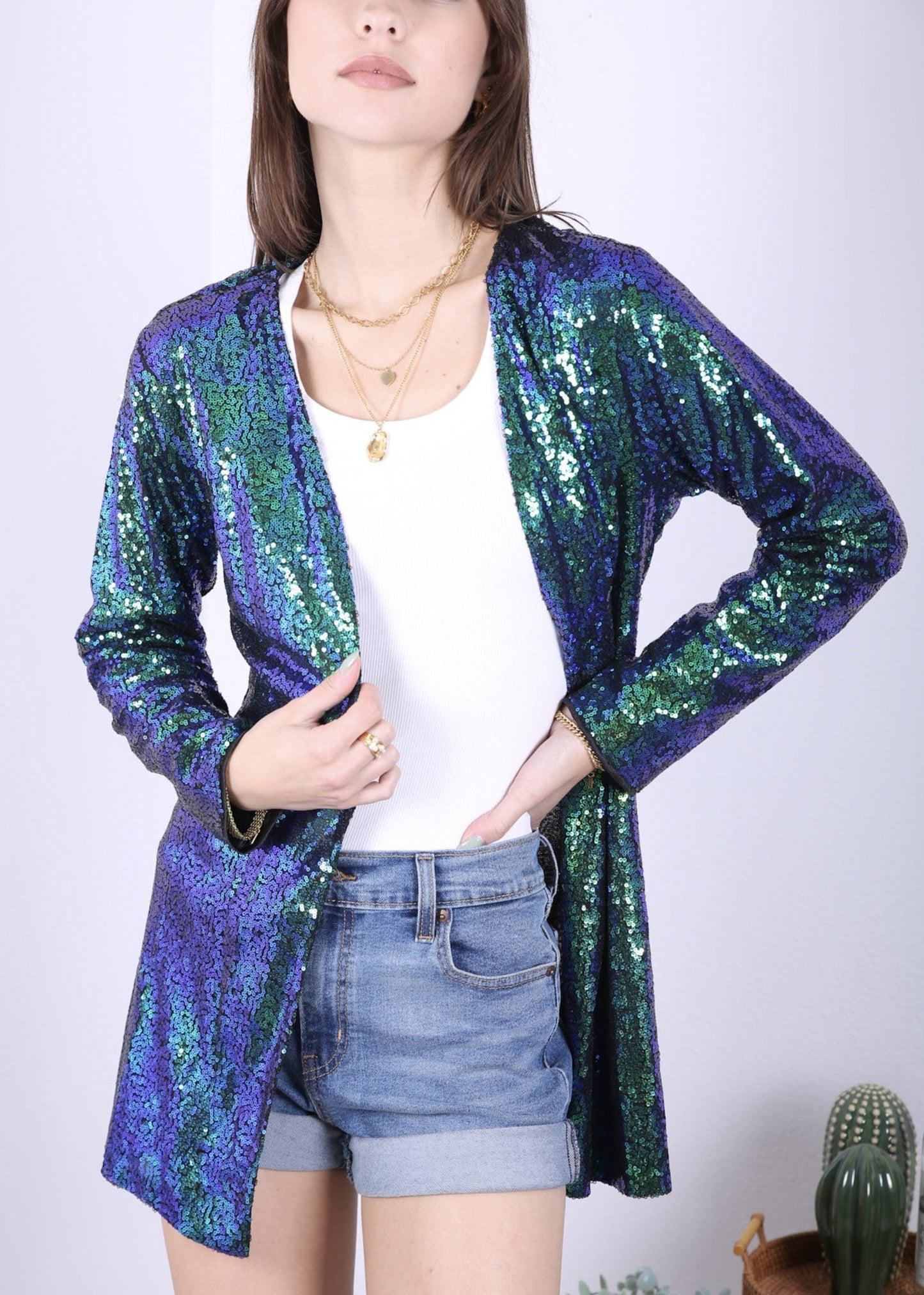 Anna-Kaci Women's Sequin Jacket Open Front Coat Blazer Party Cocktail Outerwear Cardigan