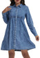 Button-Down Tiered Denim Shirt Dress