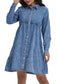 Button-Down Tiered Denim Shirt Dress