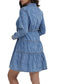 Button-Down Tiered Denim Shirt Dress