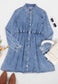 Button-Down Tiered Denim Shirt Dress