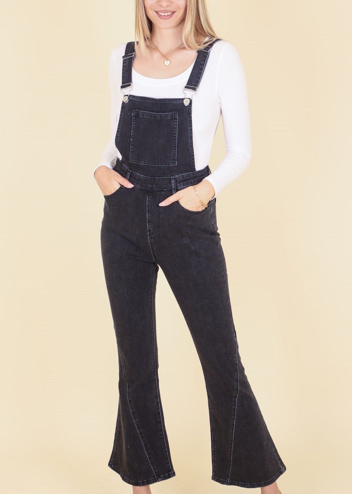 Anna-Kaci Women's Flare Overalls Jumpsuits Retro Bell Bottom Jeans Skinny Denim Overalls