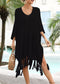 V Neck Swimsuit Cover Ups Loose Beach Bathing Suit Dress - Blue