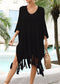 V Neck Swimsuit Cover Ups Loose Beach Bathing Suit Dress - Blue