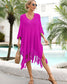 V Neck Swimsuit Cover Ups Loose Beach Bathing Suit Dress - Blue