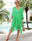 V Neck Swimsuit Cover Ups Loose Beach Bathing Suit Dress - Blue