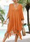 V Neck Swimsuit Cover Ups Loose Beach Bathing Suit Dress - Blue