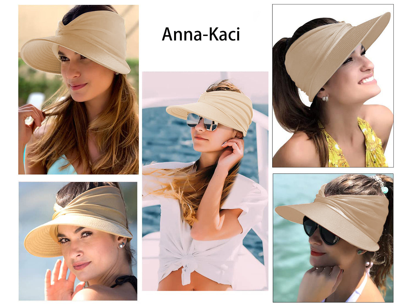 Anna-Kaci Womens Sun Visor Hat Wide Brim Summer 50 UV Protection Beach Sport Cap