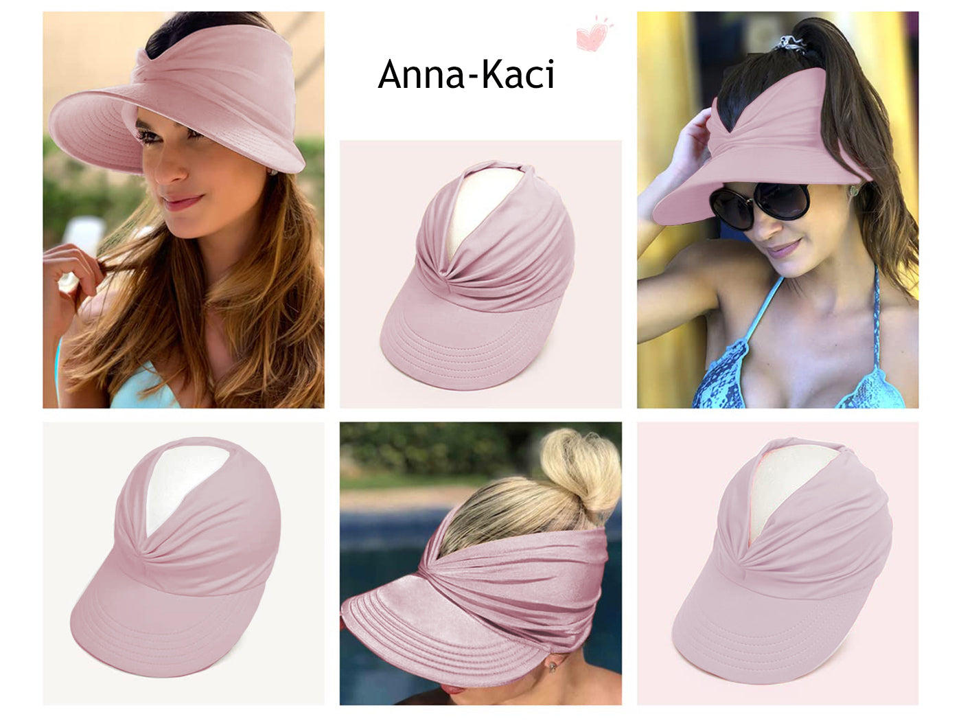 Anna-Kaci Womens Sun Visor Hat Wide Brim Summer 50 UV Protection Beach Sport Cap