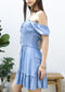 Ruffle Sleeve Drawstring Square Neck Mini Dress