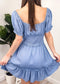 Ruffle Sleeve Drawstring Square Neck Mini Dress