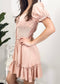 Ruffle Sleeve Drawstring Square Neck Mini Dress