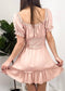 Ruffle Sleeve Drawstring Square Neck Mini Dress