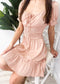 Ruffle Sleeve Drawstring Square Neck Mini Dress