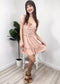 Ruffle Sleeve Drawstring Square Neck Mini Dress