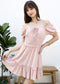 Ruffle Sleeve Drawstring Square Neck Mini Dress