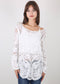 Contrast Embroidered Lace V Neck Bikini Cover Up Beach Mini Dress with Half Sleeve - White