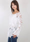 Contrast Embroidered Lace V Neck Bikini Cover Up Beach Mini Dress with Half Sleeve - White