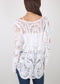 Contrast Embroidered Lace V Neck Bikini Cover Up Beach Mini Dress with Half Sleeve - White